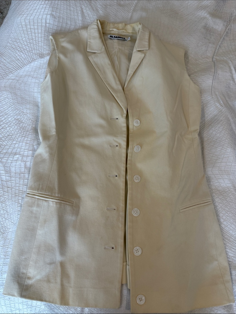 Jil Sander Cream Sleeveless Tailored Vest
